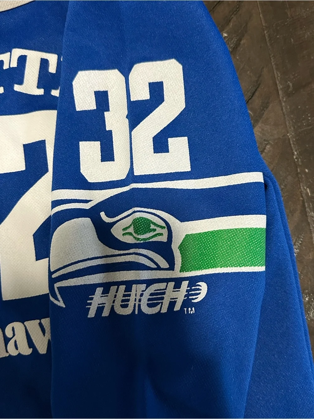 Vintage 1980's Hutch Kids Royal Blue Seattle 32 Football Jersey Top